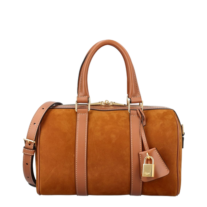 Medium Boston Nubuck Calfskin Handbag Brown - Image 1