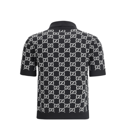 Wool Jacquard Polo Top - Image 2