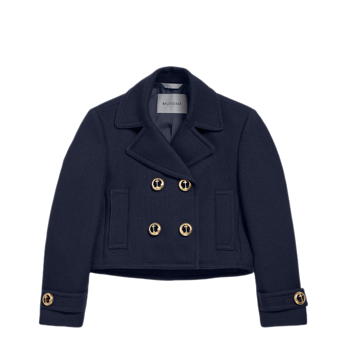 Cropped Peacoat In Textured Wool - Image 1