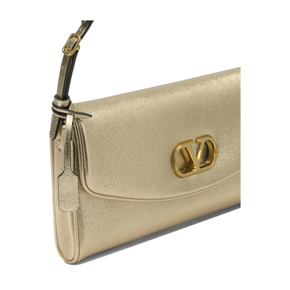 DeVain Small Laminated Nappa Leather Shoulder Bags - Gold - Image 3