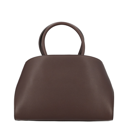 Hug Medium Hammered Calfskin Top Handle Bag - Testa Di Moro / Burnt Ocher - Image 3