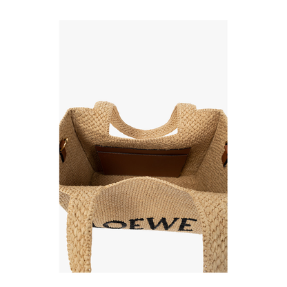 Medium Font Tote Bag Raffia Beige - Image 5