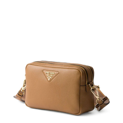 Caramel Double-Zip Leather Crossbody Bag - Image 3