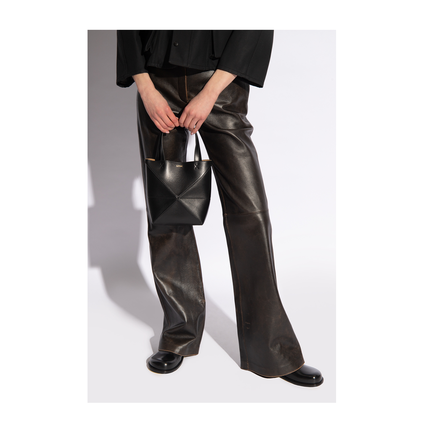 Mini Puzzle Fold Shoulder Bag Black - Image 2