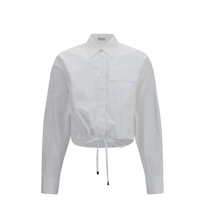 Cotton Shirt with Drawstring Waist - Image 1