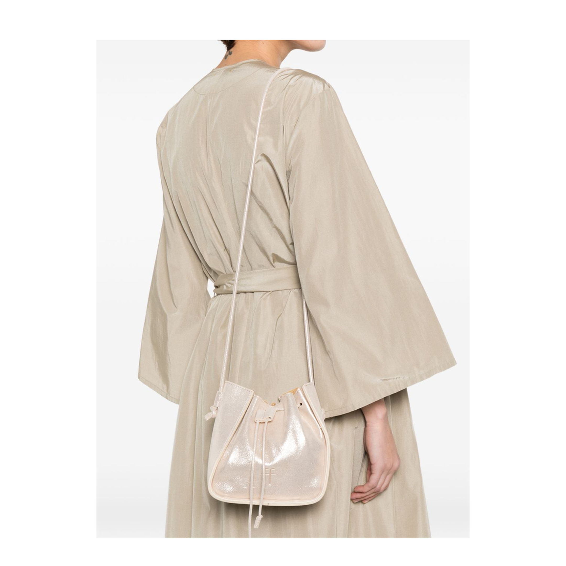 Calf Leather Bucket Bag - Platino - Image 3