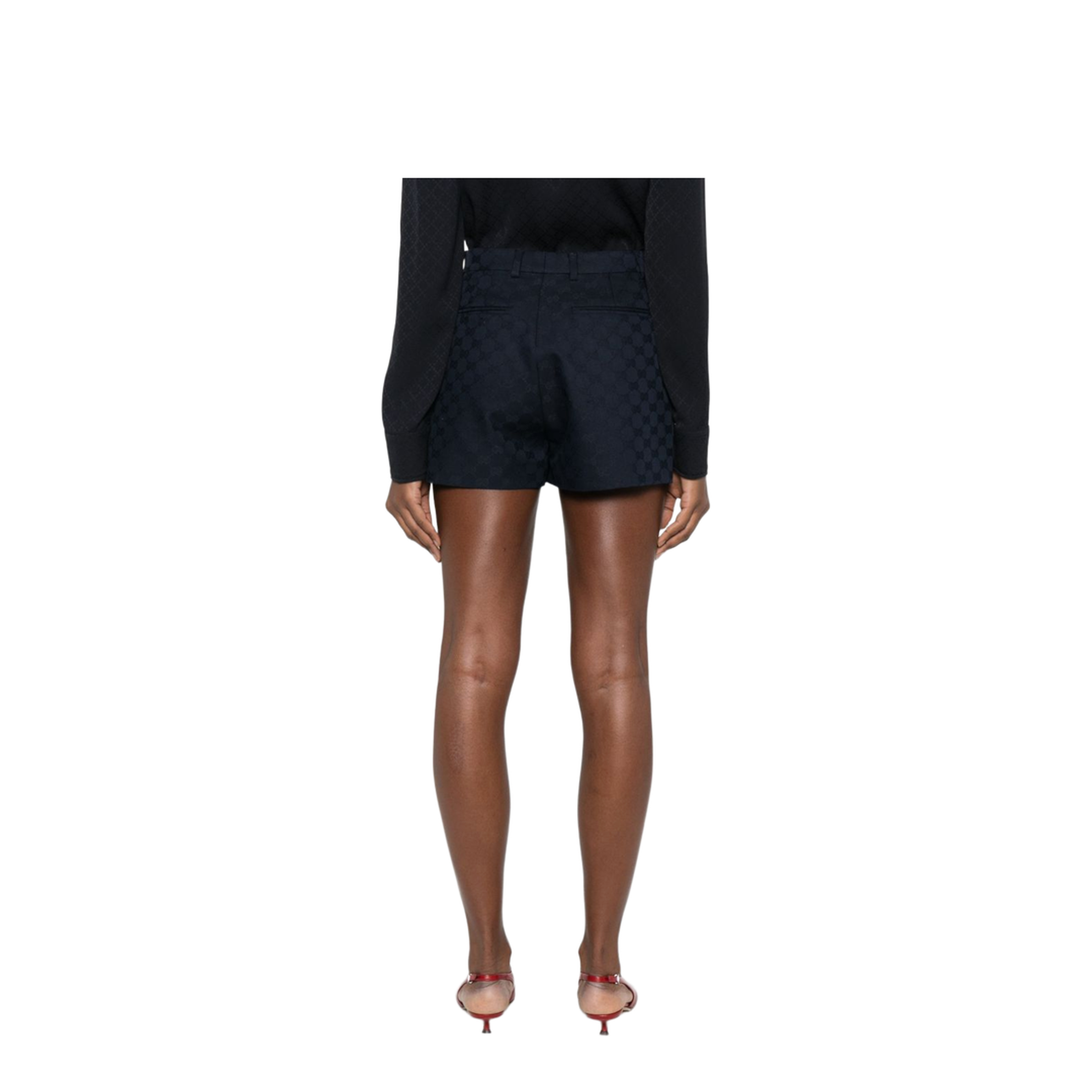 Blue Gg Cotton Gabardine Shorts - Image 3