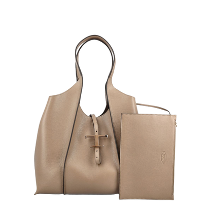 T Timeless Medium Calfskin Shopping Bag - Beige - Image 1