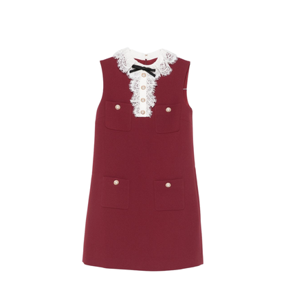 Embroidered Midi Dress with Bow - Image 1
