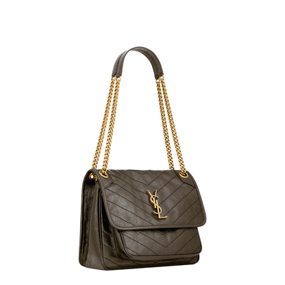 Niki Medium Calf Leather Shoulder Bag - Black - Image 3