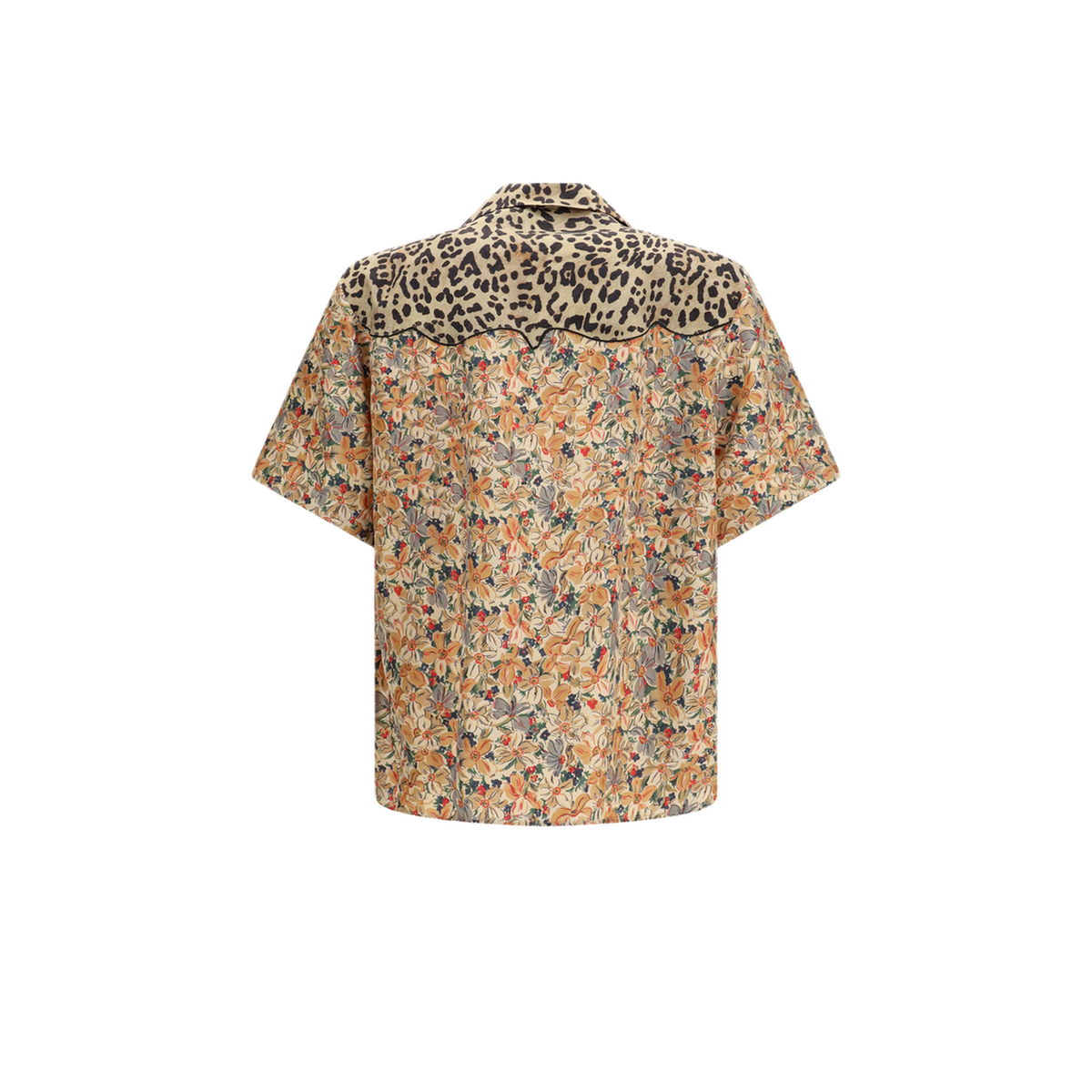 Short Sleeve Floral And Leopard Print Shirt - Image 2