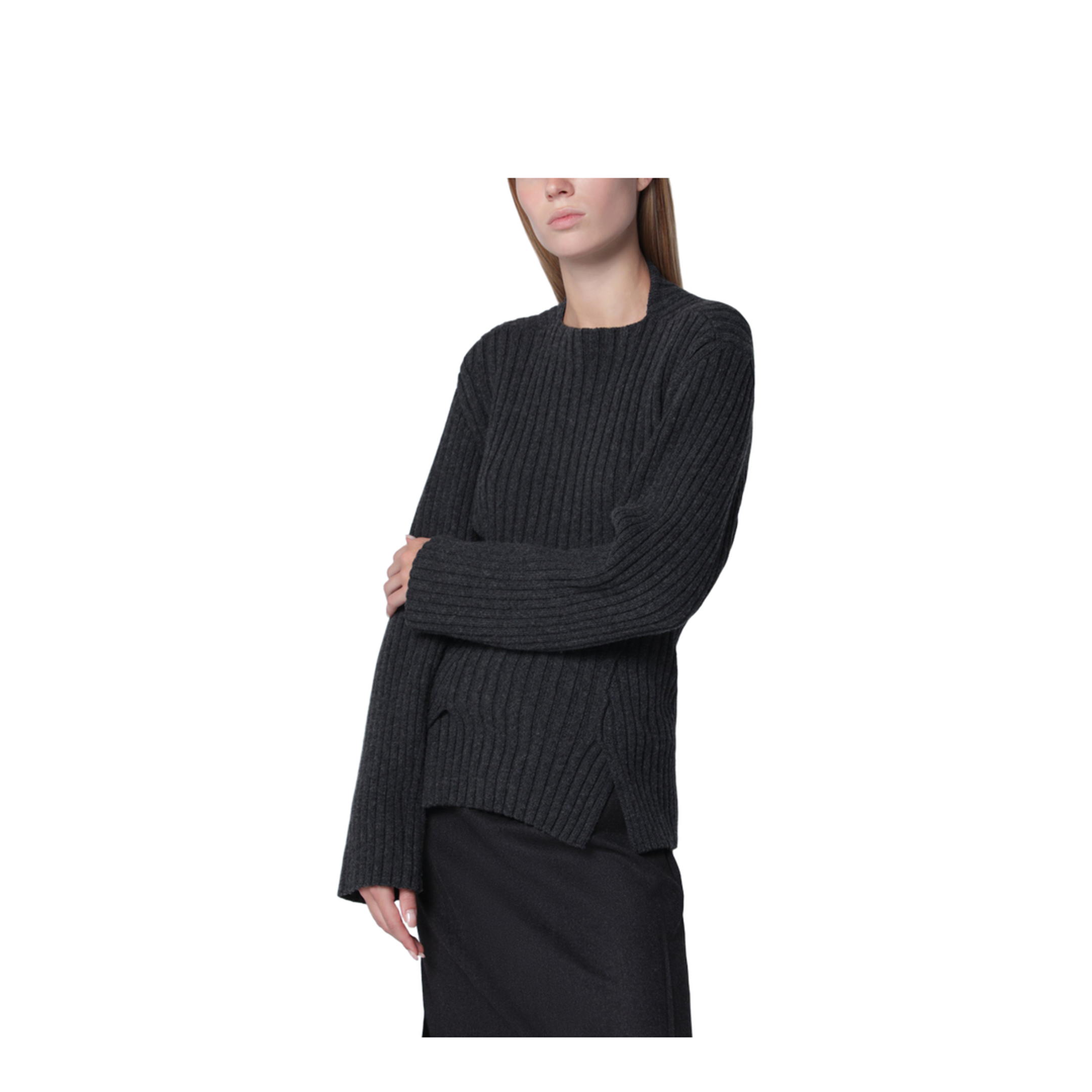 Ribbed Sweater in Burgundy Wool and Cashmere - Image 1