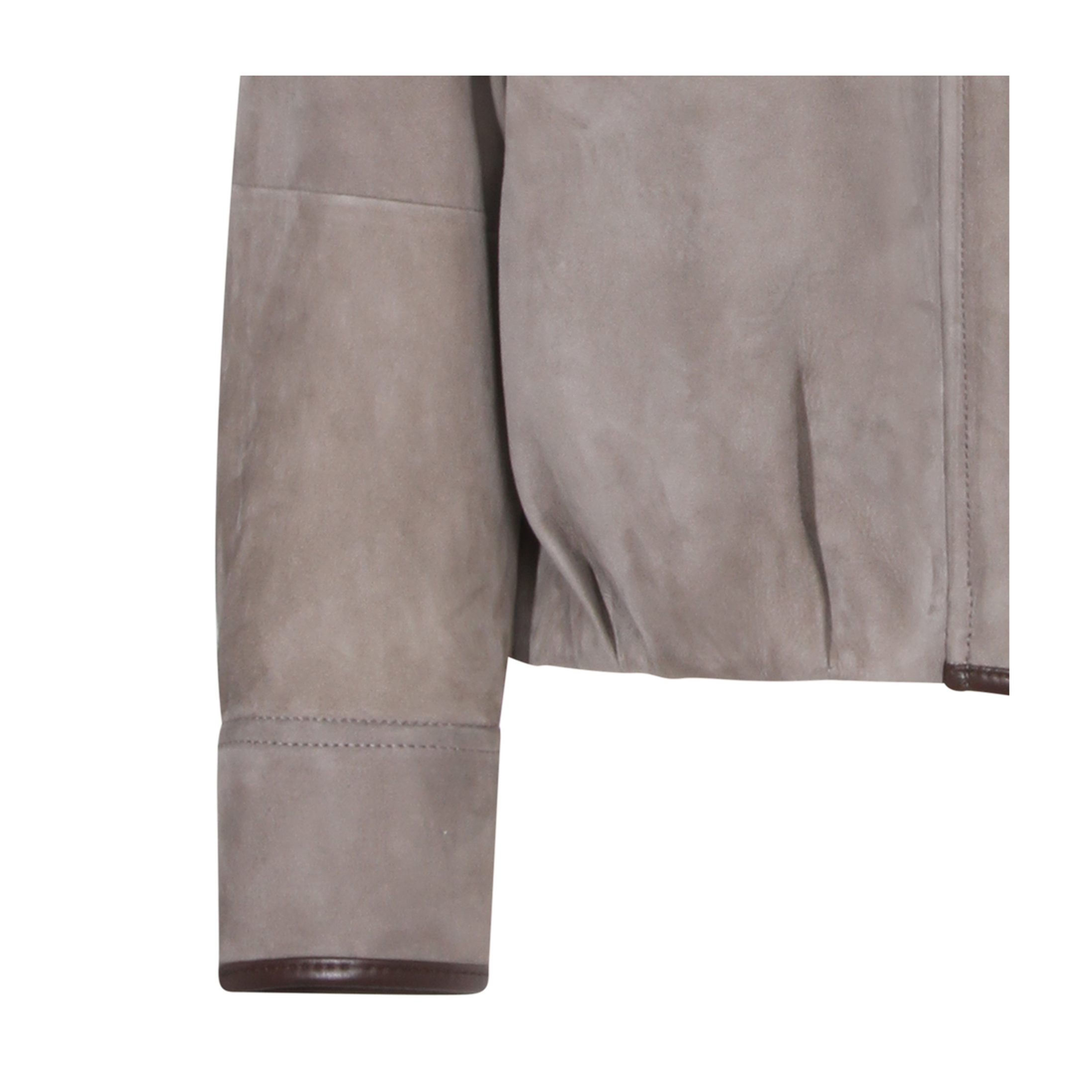 Faded Green Jacket With High Neck And Front Patch Pockets In Suede - Image 7