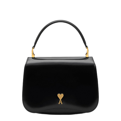 Black Glazed Leather Top Handle Bag - Image 1
