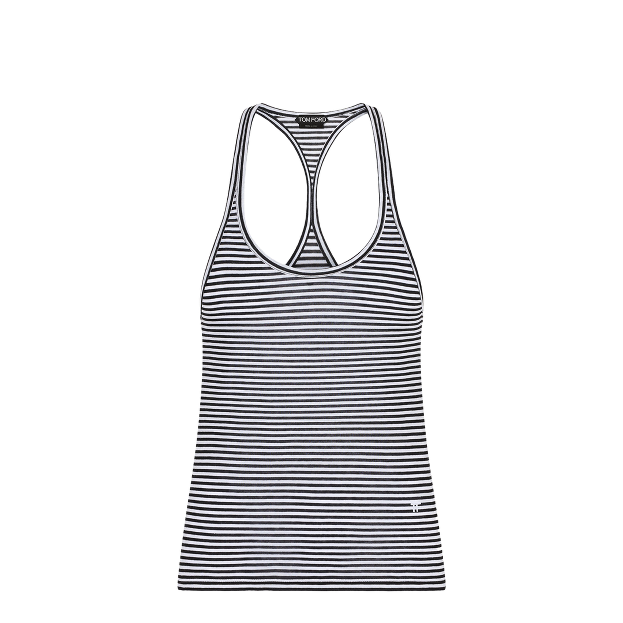 Striped Viscose Tank Top With Tonal Embroidered Logo - Image 1
