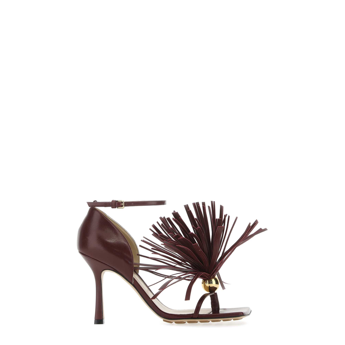 Burgundy Leather Stretch Sandals - Image 1