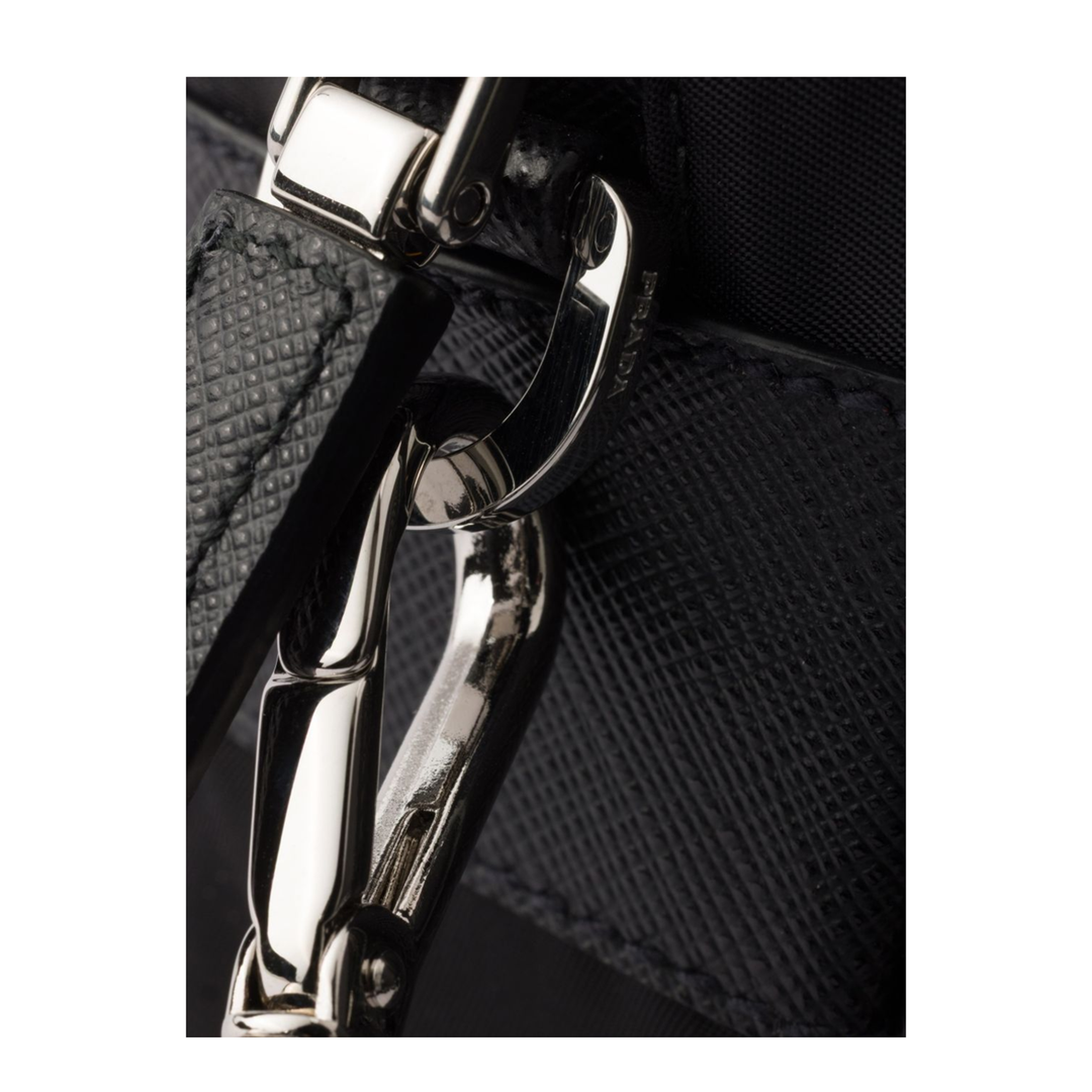 Re-Nylon with Saffiano Leather Trim Shoulder Bag - Black - Image 4