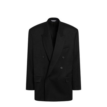 Black Double-Breasted Wool Blazer - Image 1