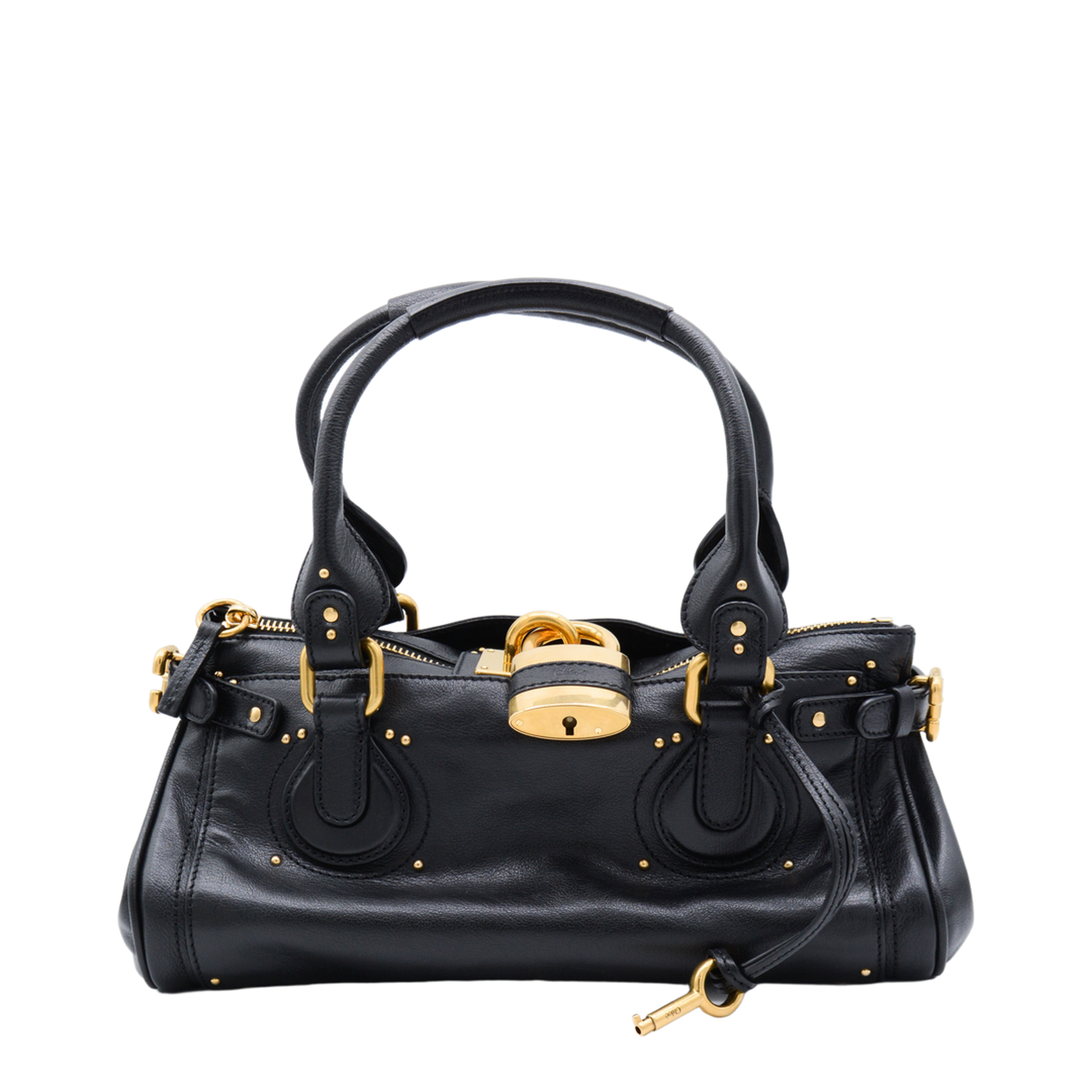 Paddington Grained Buffalo Leather Shoulder Bag - Black - Image 2