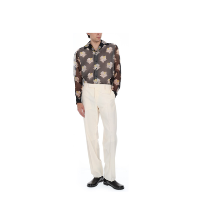 Beige Wool Gabardine Trousers - Image 2