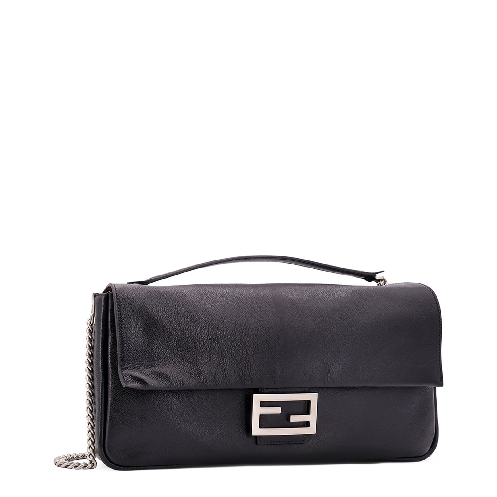 Baguette Chain Large 
Black Calfskin Leather Bag - Image 3