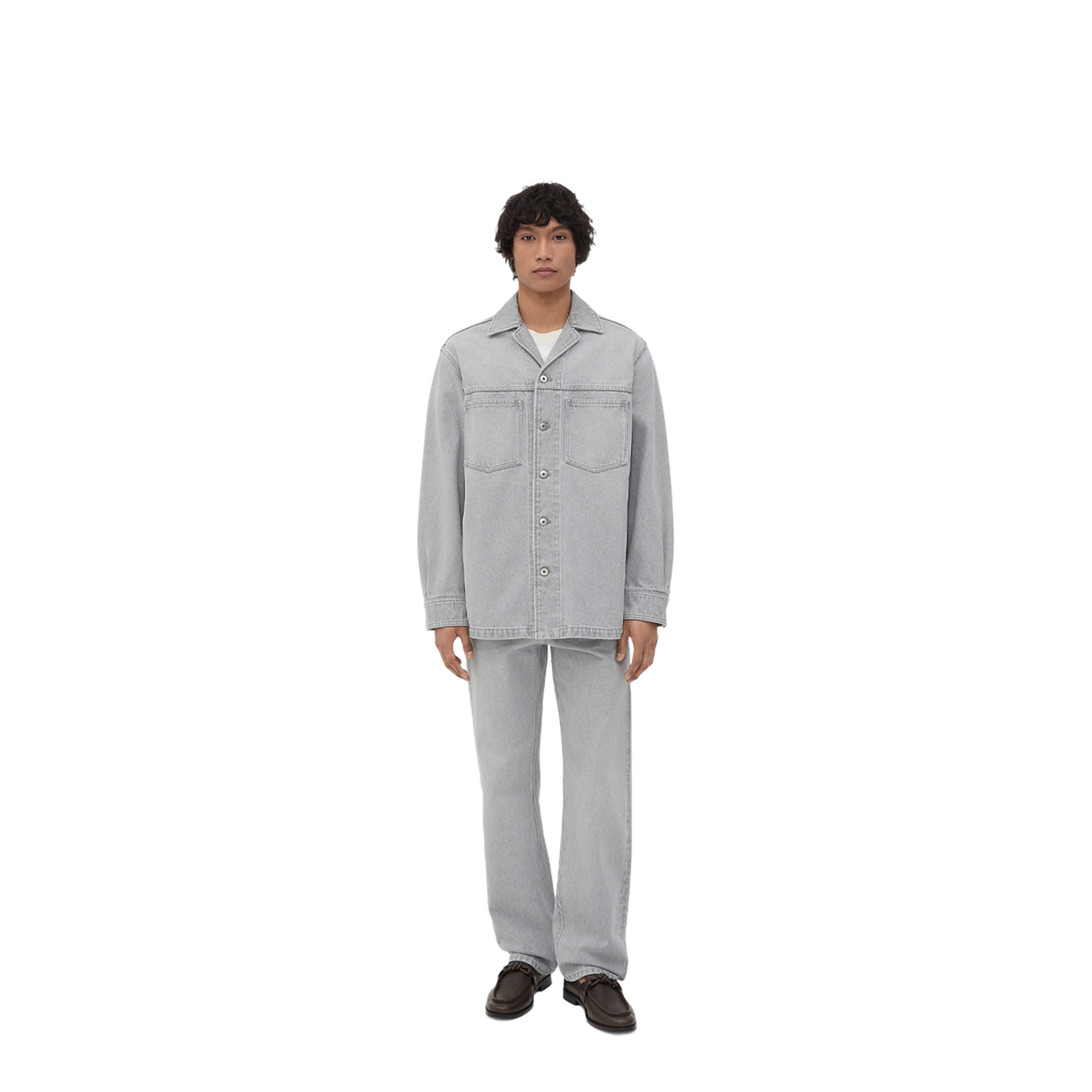 Light Grey Washed Denim Shirt - Image 1