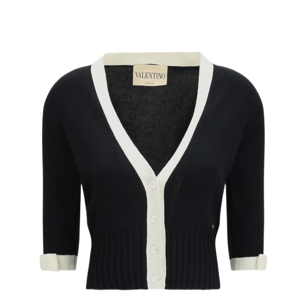 Bicolor V Neck Cardigan - Image 1