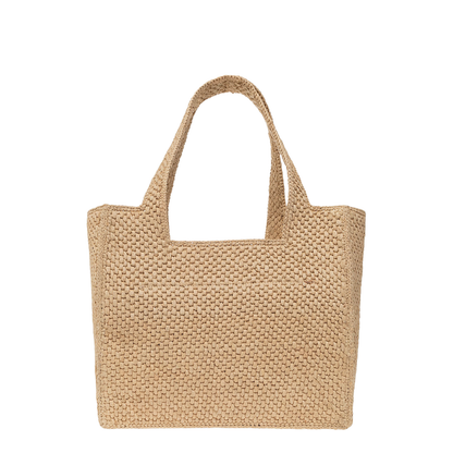 Medium Font Tote Bag Raffia Beige - Image 3