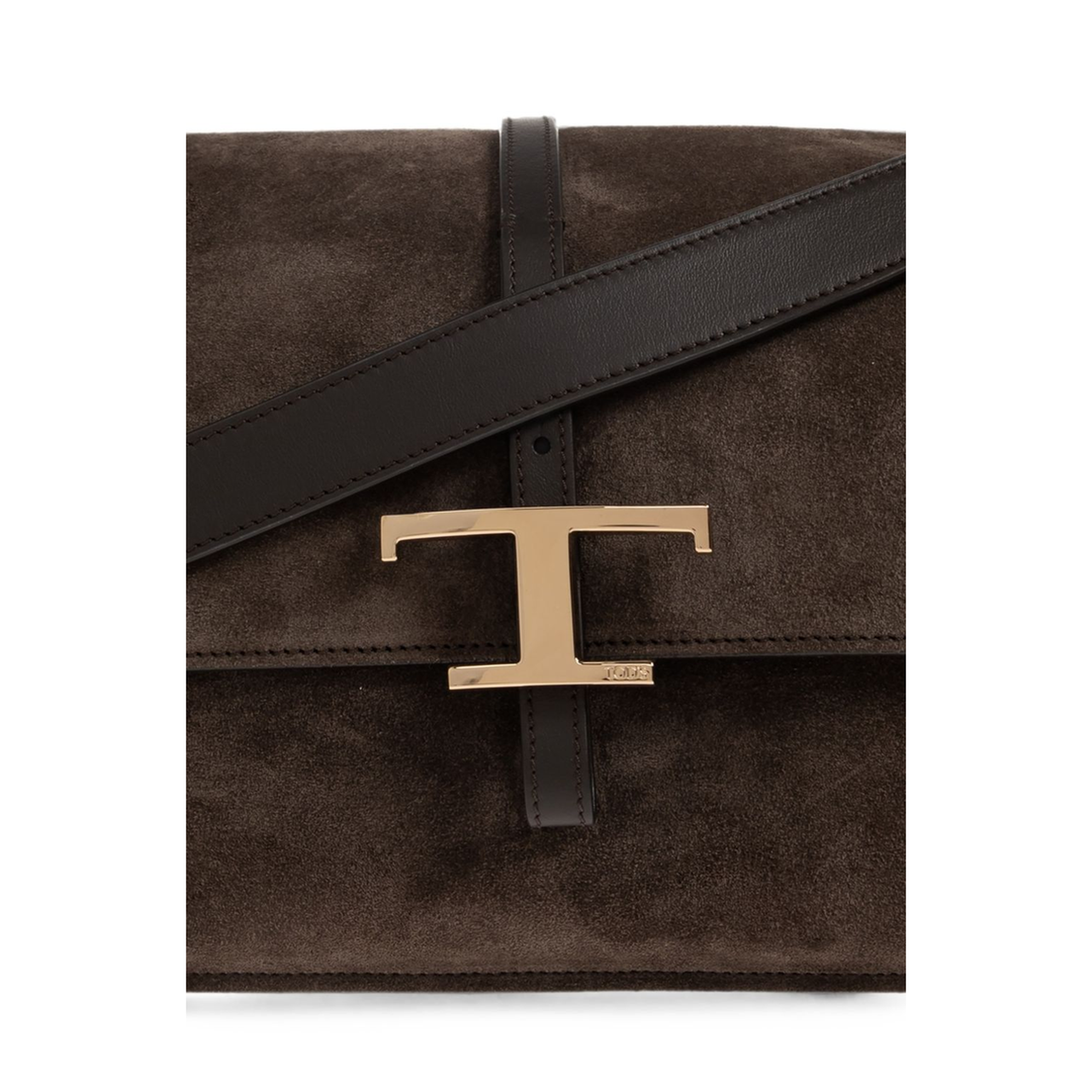 T Timeless Suede Leather Shoulder Bag - Brown - Image 4