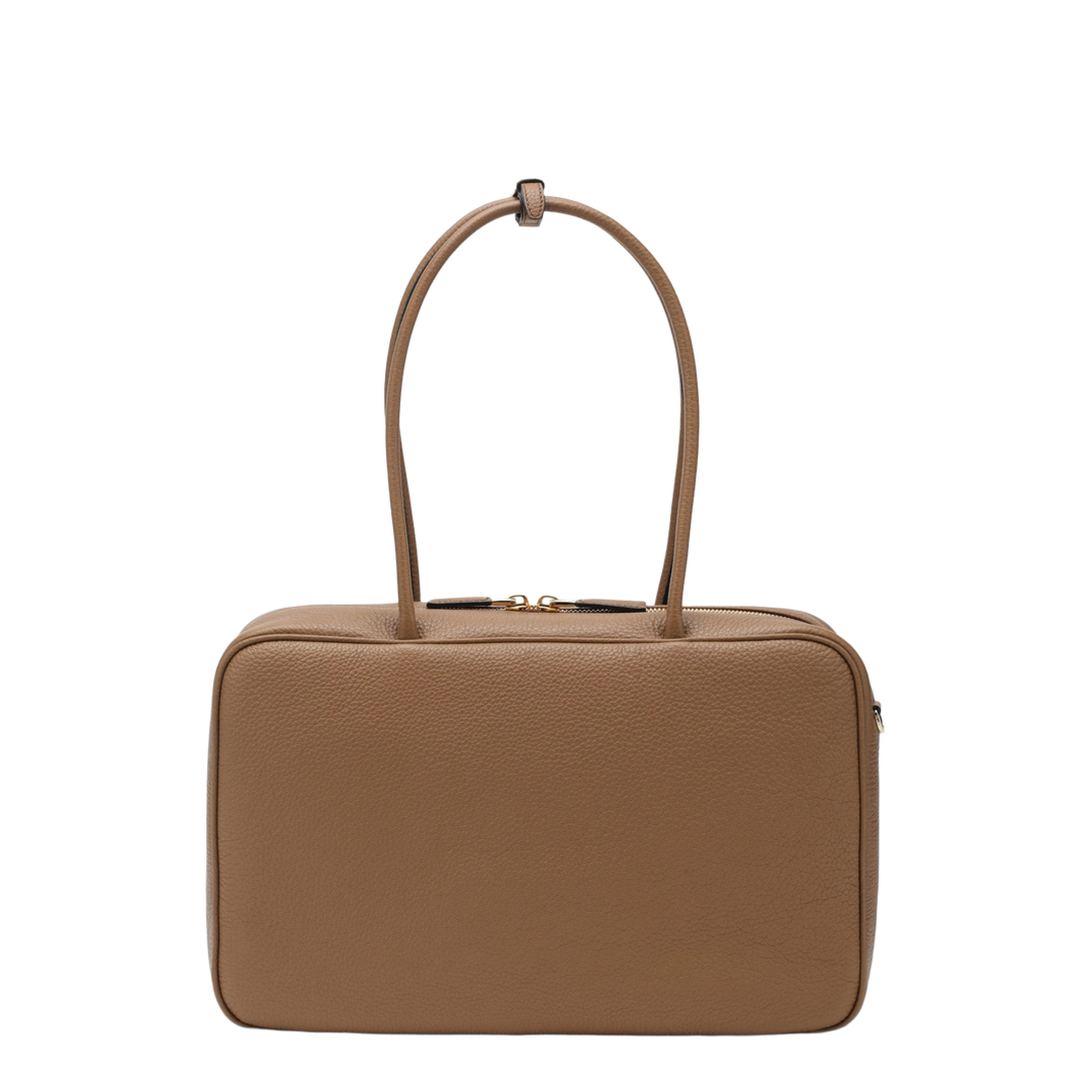 Large Calf Leather Duffle Bag - Caramel - Image 2