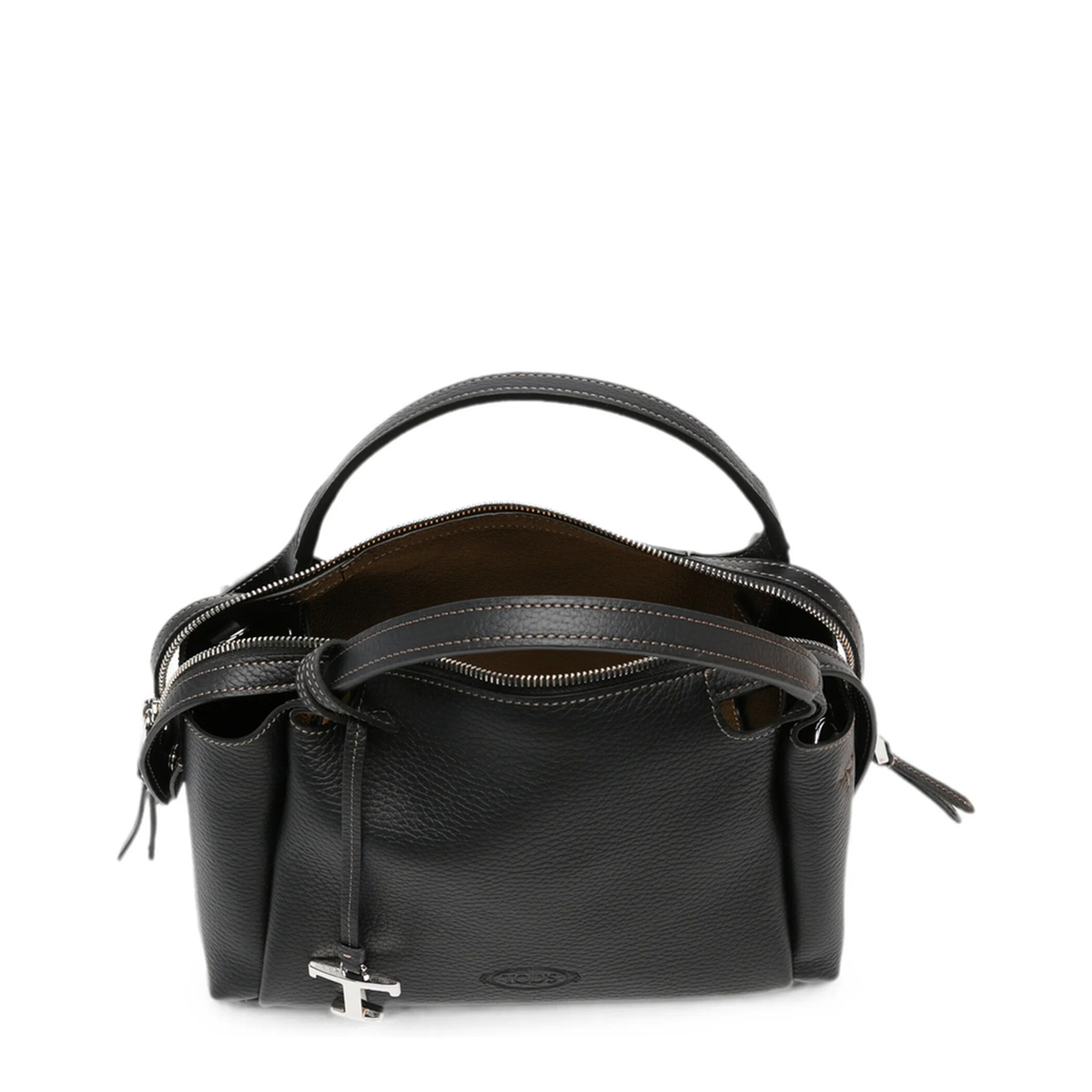 Medium Leather Top Handle Bag - Black - Image 2