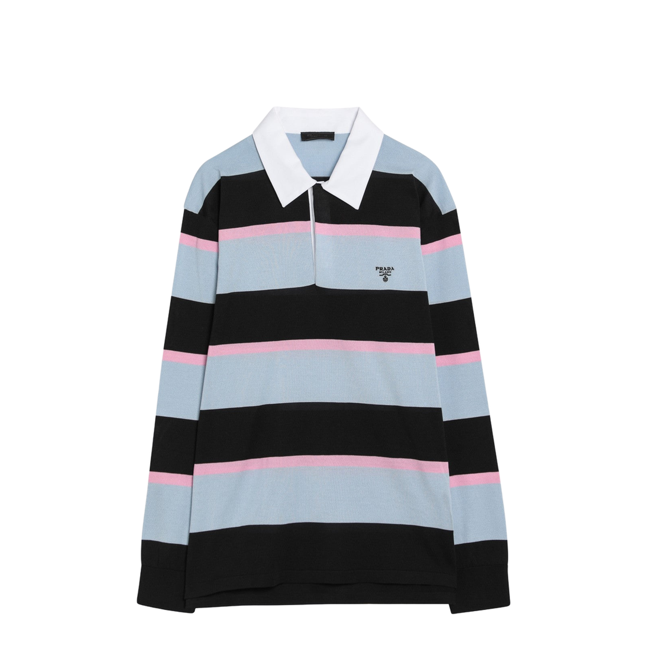 Striped Polo in Silk and Cotton - Image 1