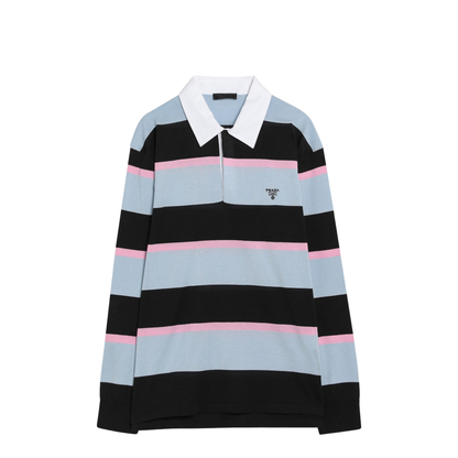 Striped Polo in Silk and Cotton - Image 1