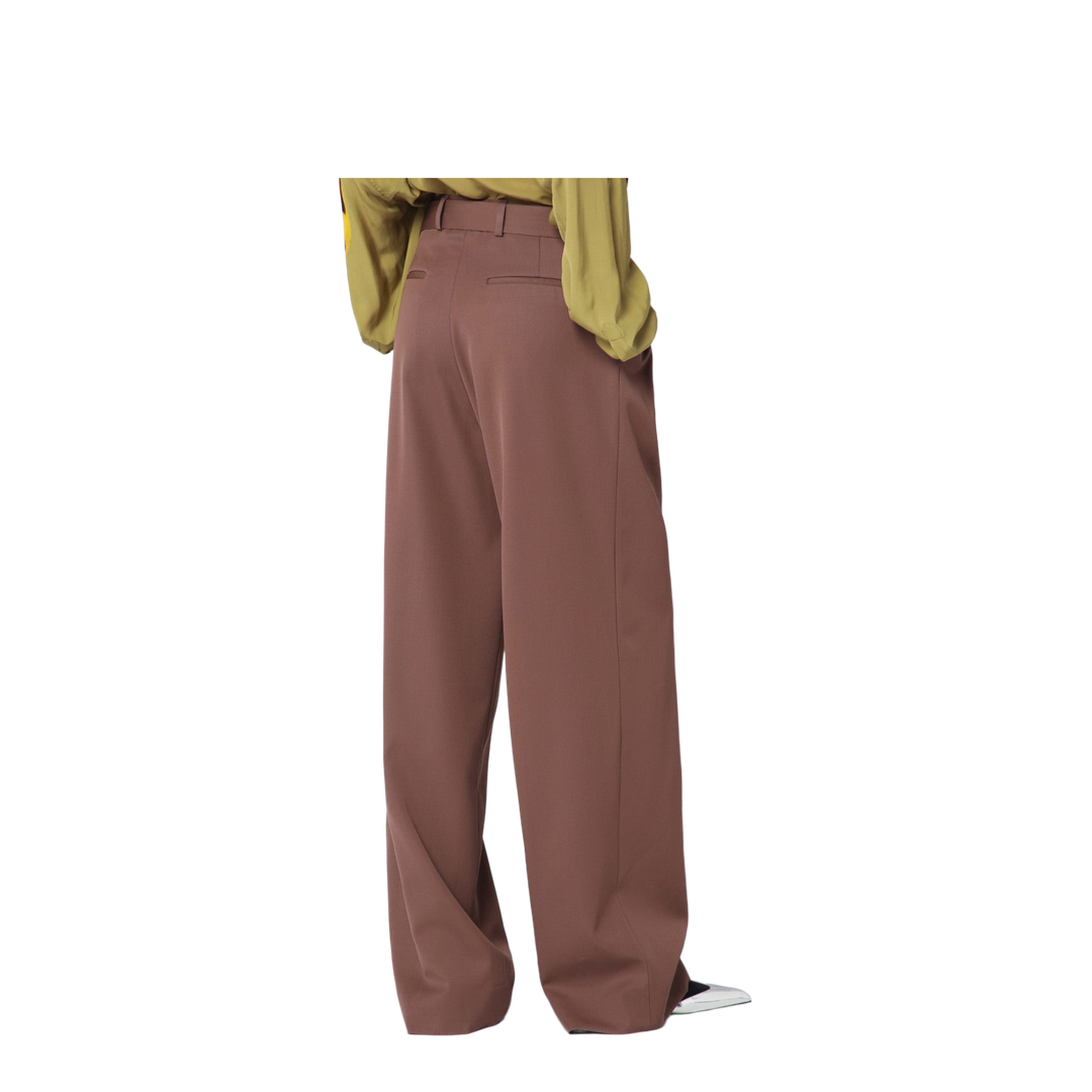 Wide Taupe Cotton Trousers - Image 2