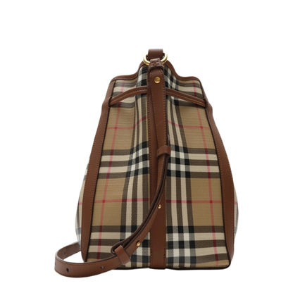 Mini Check Mini Canvas Bucket Bag - Archive Beige - Image 5