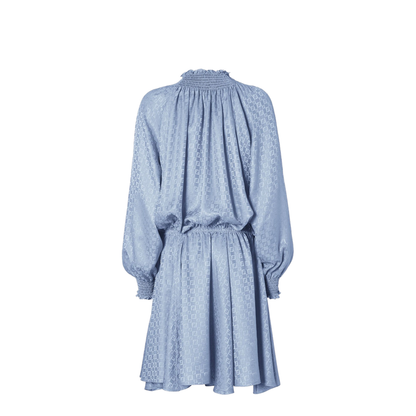 Blue Silk Jacquard Dress - Image 2