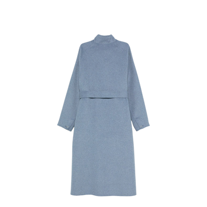 Mock-neck Wool-blend Coat with Matching Belt - Image 2