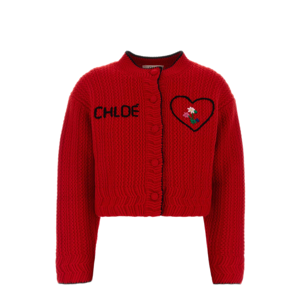 Red Wool Blend Cardigan - Image 1
