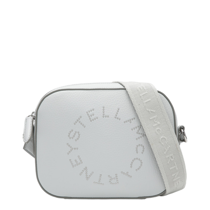 Pearl Grey Camera Bag with Logo and Shoulder Strap - Image 1