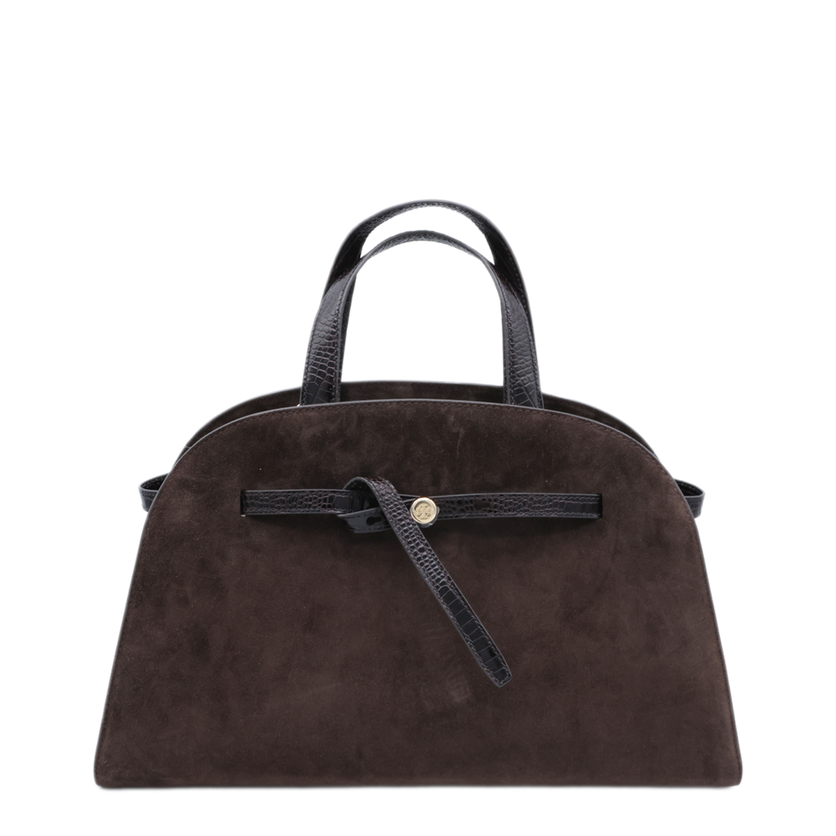 Romy Medium Suede Leather Bauletto - Brown - Image 1