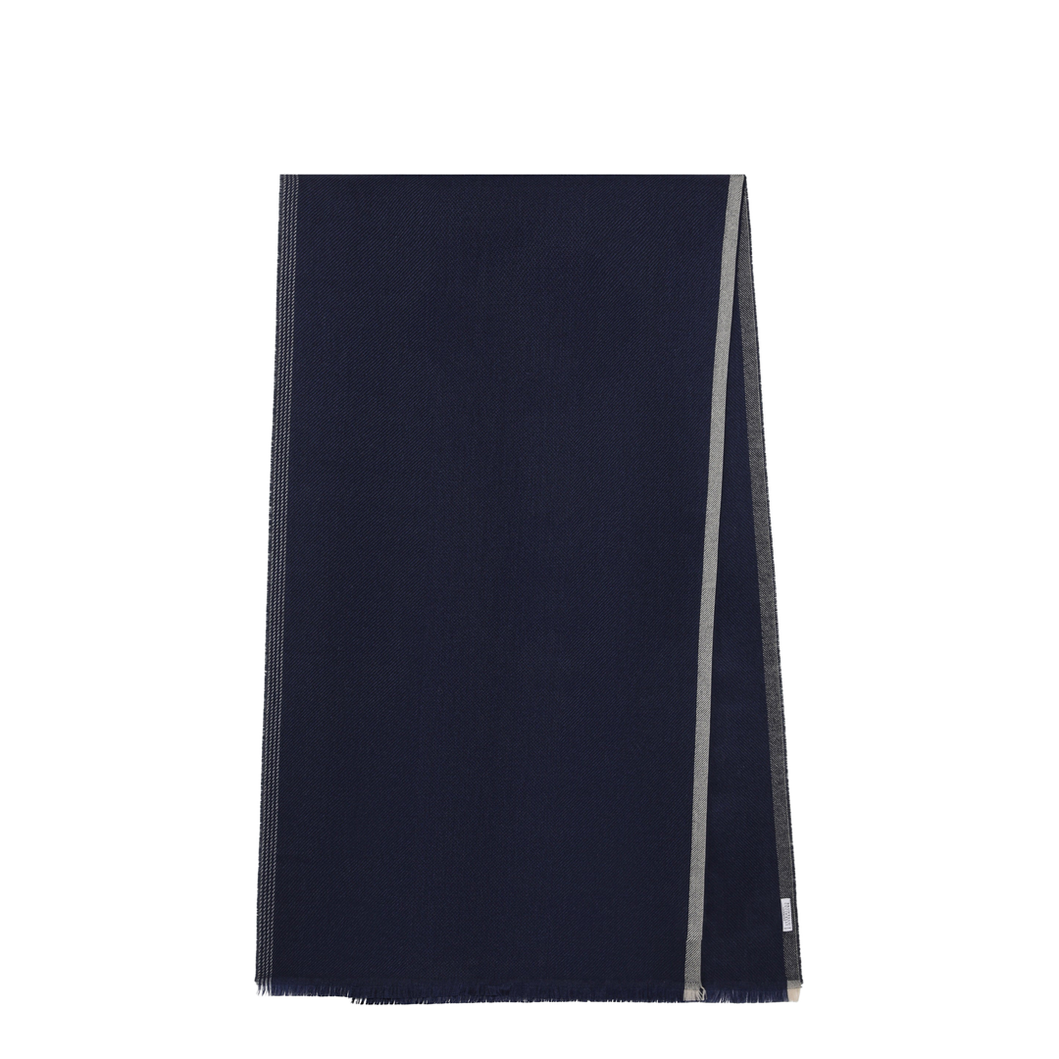 Blue Brown Grey Wool and Cashmere Scarf - Image 1