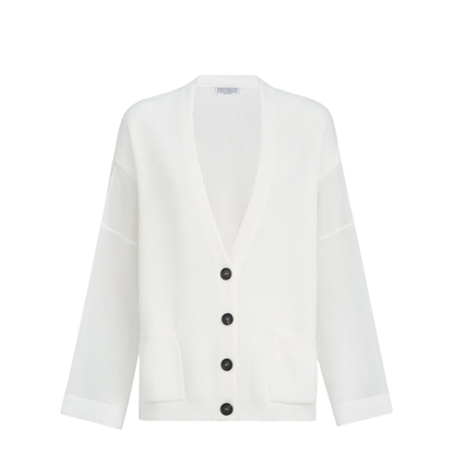 Ribbed Knit Cardigan White - Image 1
