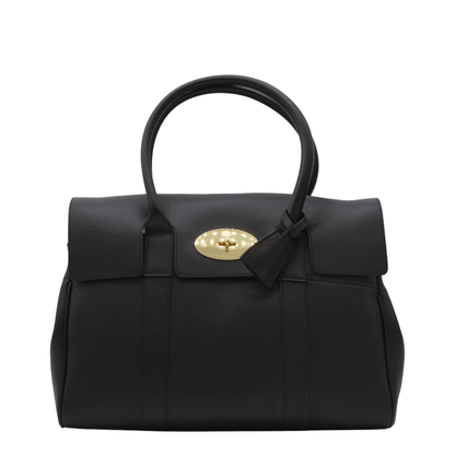 Bayswater Small Grain Leather Handbag - Black - Image 6