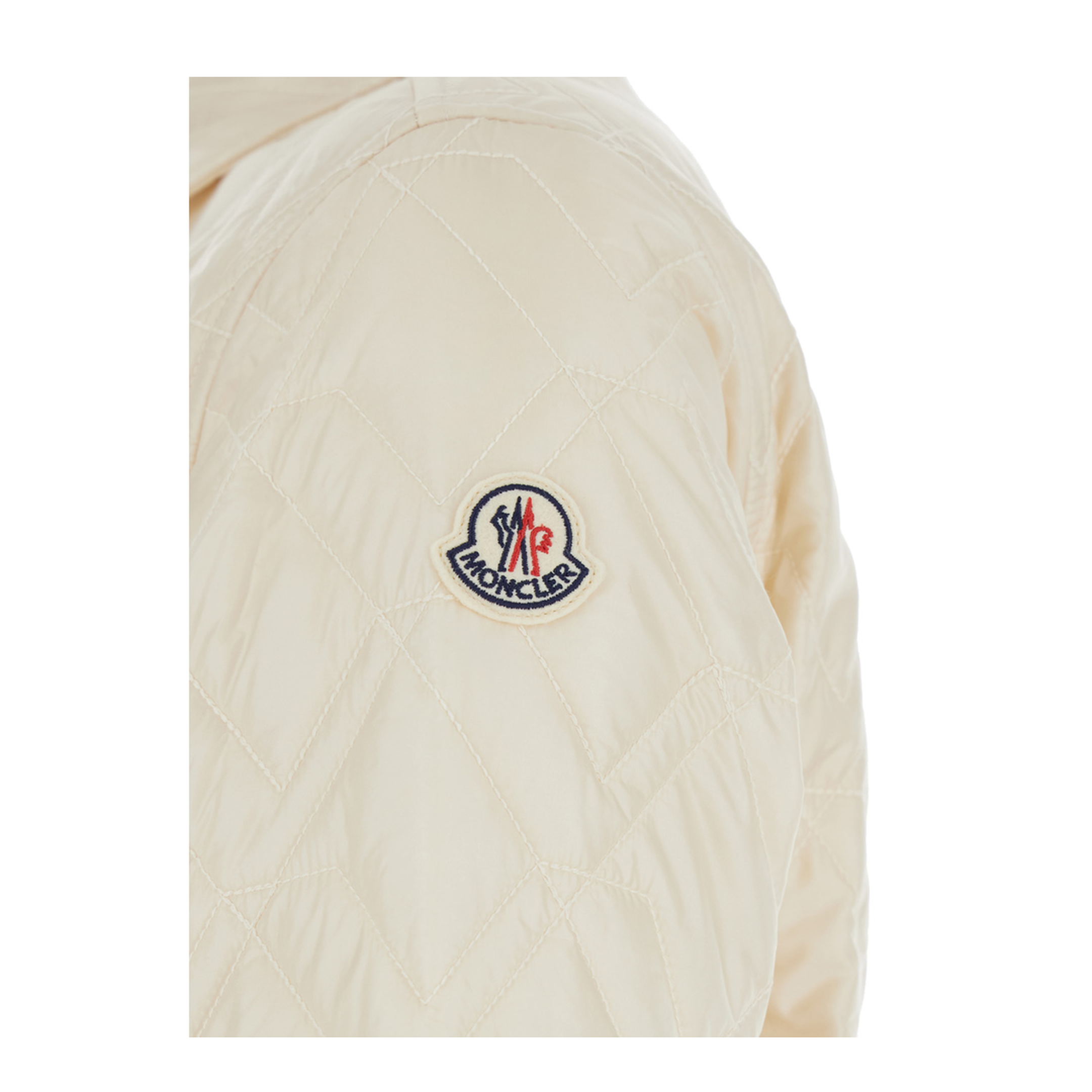 White Ivory Diamond Quilted Padded Shirt Jacket - Image 3