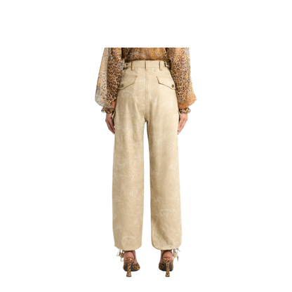 Floral Jacquard Canvas Cargo Trousers - Image 3