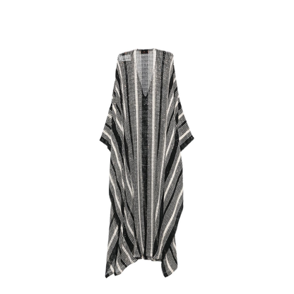 Long Mesh Caftan Cover-Up Black & White - Image 2