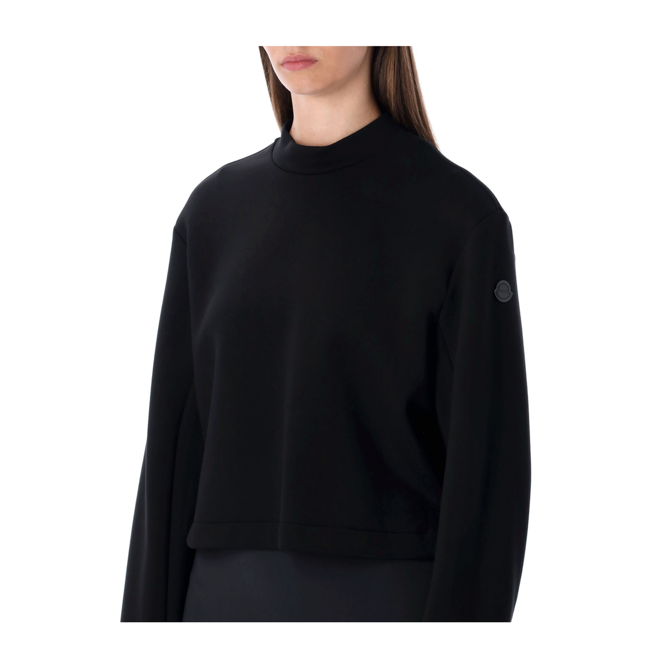 Black Sweatshirt with Asymmetric Hem - Image 3