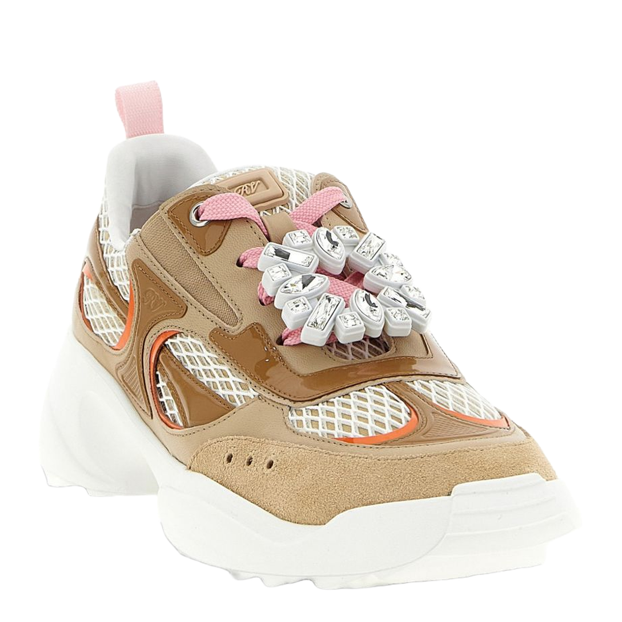 Viv' on the Run Sneakers in Leather and Fabric Beige - Image 2
