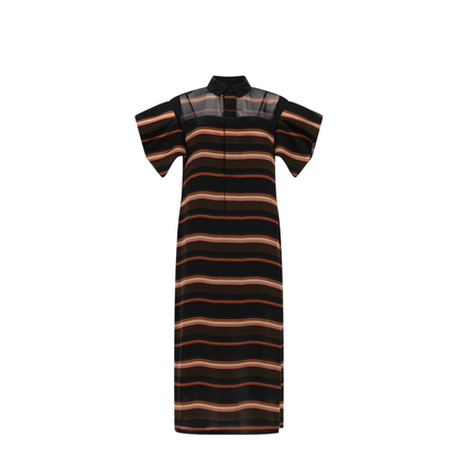 MIDI DRESS WITH HORIZONTAL STRIPE PRINT - Image 1