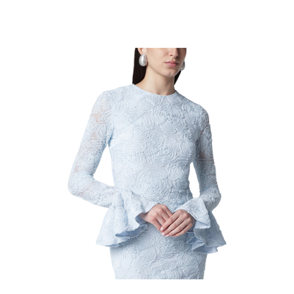Light Blue Ruffled Mesh Mini Dress - Image 2